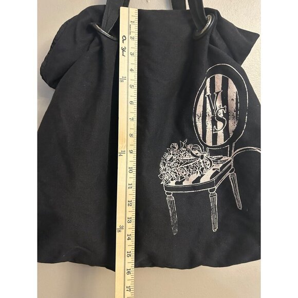 Victorias Secret Black Canvas Tote Bag Chair Print 16x17 Inch - Picture 3 of 9